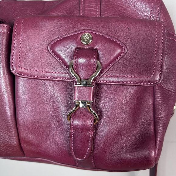 Cole Haan satchel bag burgundy red medicine bag satchel leather medium horse bit - Picture 6 of 13